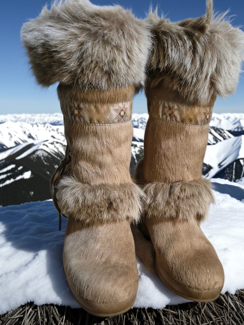 Tecnica Snow Boots, After Ski, Beige Goat Fur, 10.5M, Excellent